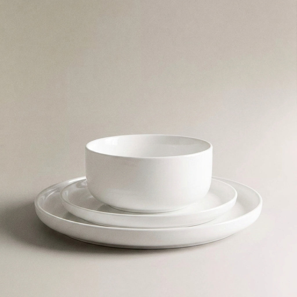 White Stoneware Dinner Set | Handcrafted Ceramic — image 3
