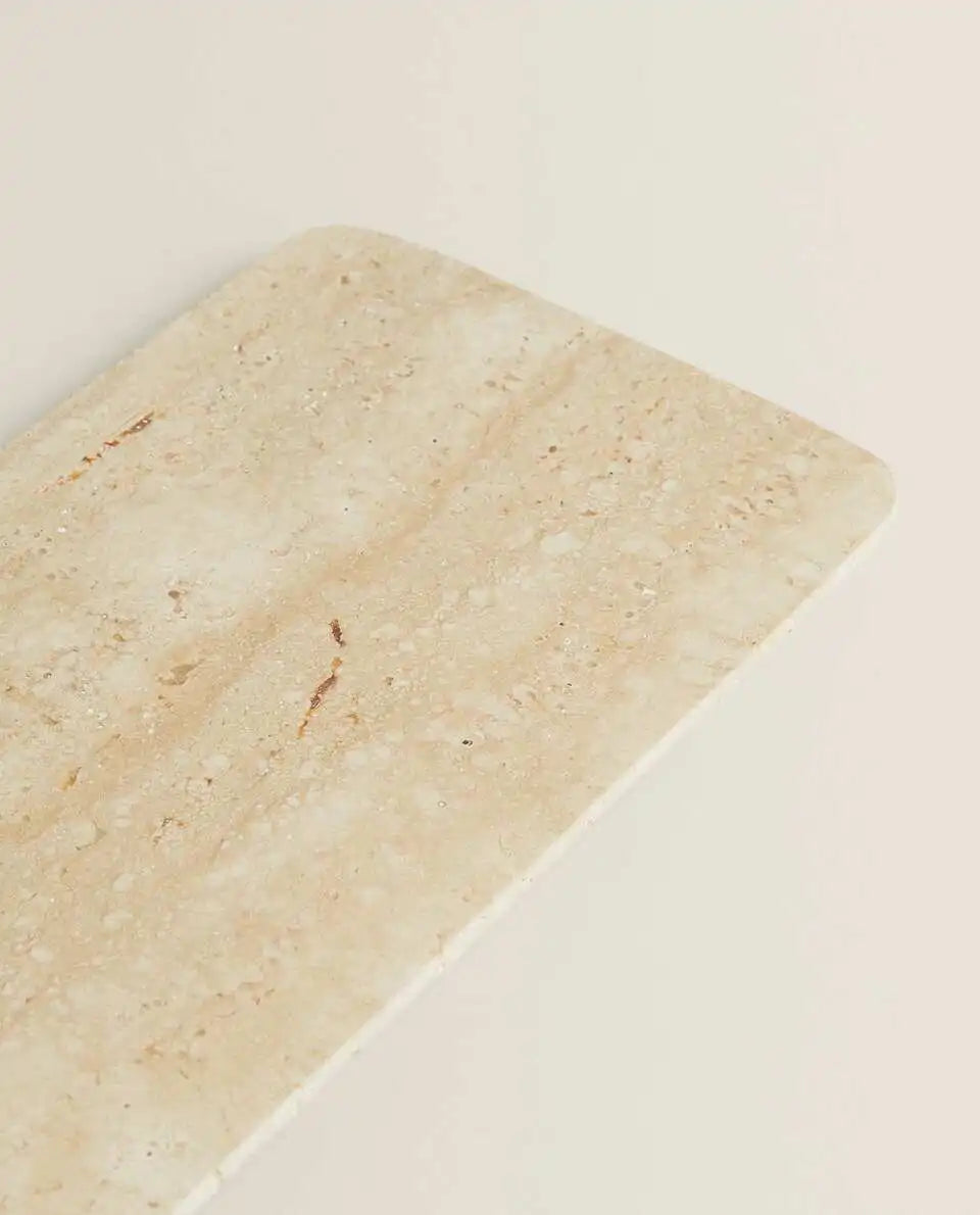 Natural Marble Tray – Beige Travertine Plate for Serving & Decor Organisation — image 5